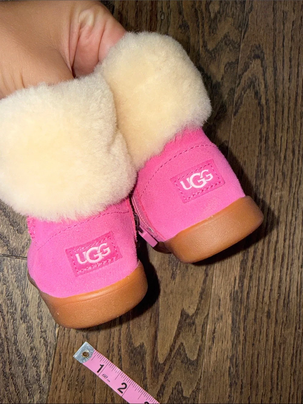 UGG Pink Shearling-Trim Kids Boots size 6 baby walker euc